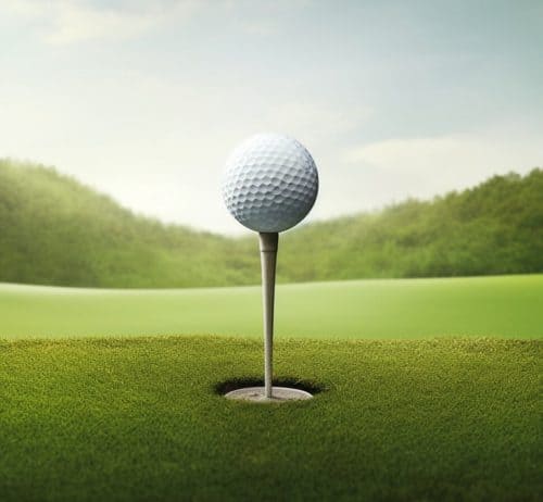The golf ball on the field