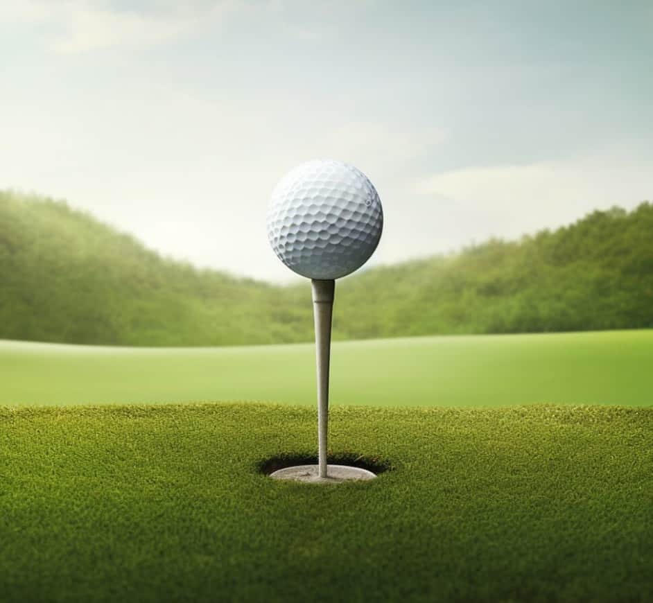 The golf ball on the field