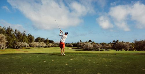 a man playing golf