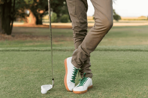 Close up Man in Golf Shoes