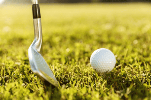 A club and a golf ball
