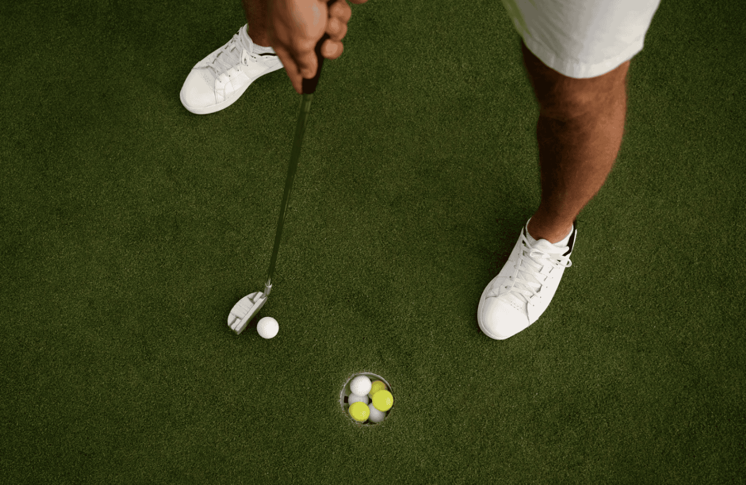A man playing golf